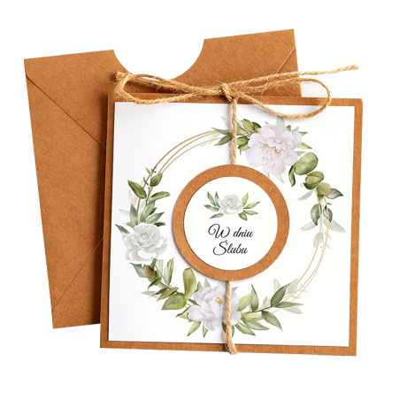 Kartka Okolicznościowa na Ślub - Eco Vintage - Biała Piwonia
