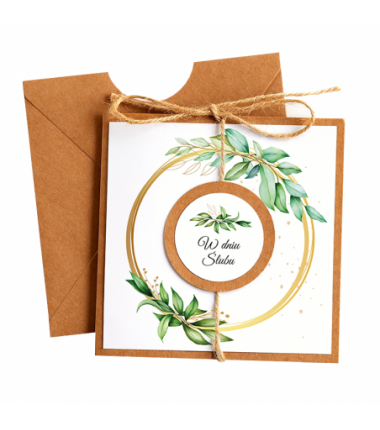 Kartka Okolicznościowa na Ślub - Eco Vintage - Liście na Kole