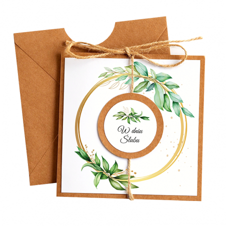 Kartka Okolicznościowa na Ślub - Eco Vintage - Liście na Kole