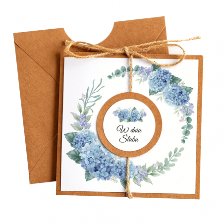 Kartka Okolicznościowa na Ślub - Eco Vintage - Niebieska Hortensja