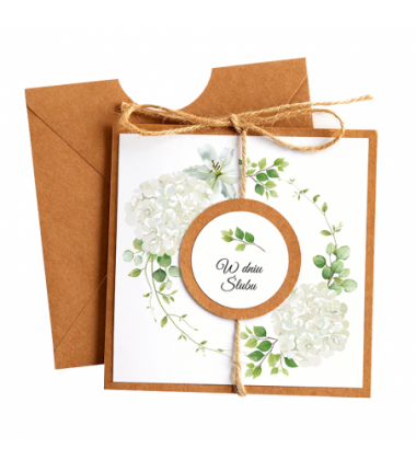 Kartka Okolicznościowa na Ślub - Eco Vintage - Biała Hortensja