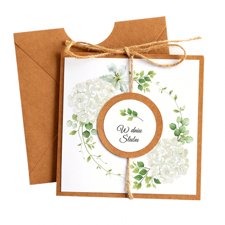 Kartka Okolicznościowa na Ślub - Eco Vintage - Biała Hortensja
