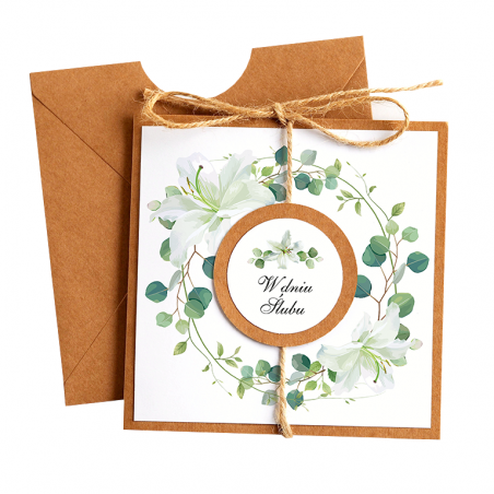 Kartka Okolicznościowa na Ślub - Eco Vintage - Biała Lilia