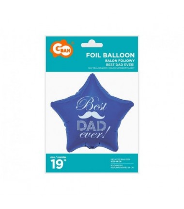 Balon foliowy Best Dad Ever - najlepszy tata ok. 44 cm (19")