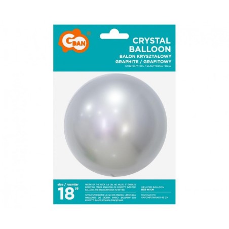 Balon Aqua - kryształowy, grafitowy ok. 30 cm (18")