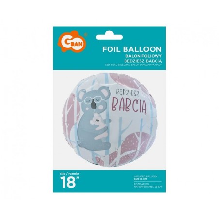 Balon foliowy BĘDZIESZ BABCIĄ ok. 46 cm (18")