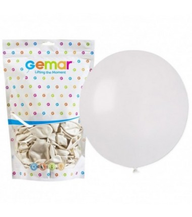Balon metaliczny Gemar 48 cm - 19" - metaliczny perłowy-biały Metallic White G19/029 - 1 sztuka