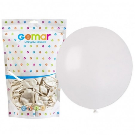 Balon metaliczny Gemar 48 cm - 19" - metaliczny perłowy-biały Metallic White G19/029 - 1 sztuka