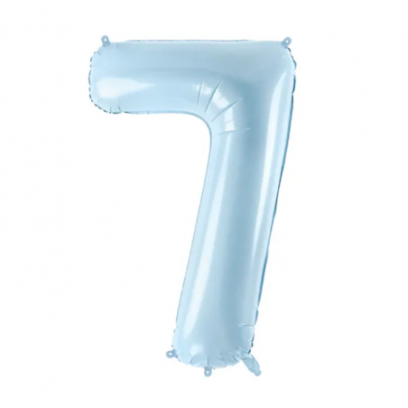 Balon foliowy Cyfra 7 - 72 cm - jasny niebieski