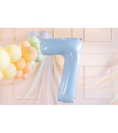 Balon foliowy Cyfra 7 - 72 cm - jasny niebieski