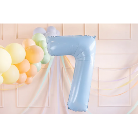 Balon foliowy Cyfra 7 - 72 cm - jasny niebieski