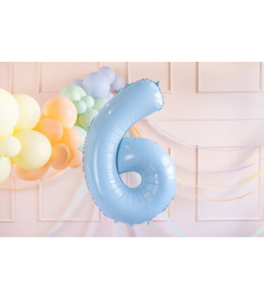 Balon foliowy Cyfra 6 - 72 cm - jasny niebieski