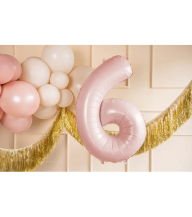 Balon foliowy Cyfra 6 - 72 cm - jasny różowy