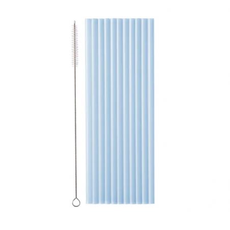 Słomki plastikowe 23 cm błękitny - 12 sztuk