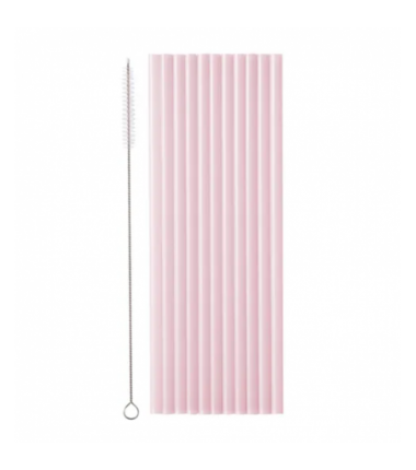 Słomki plastikowe 23 cm - różowy - 12 sztuk