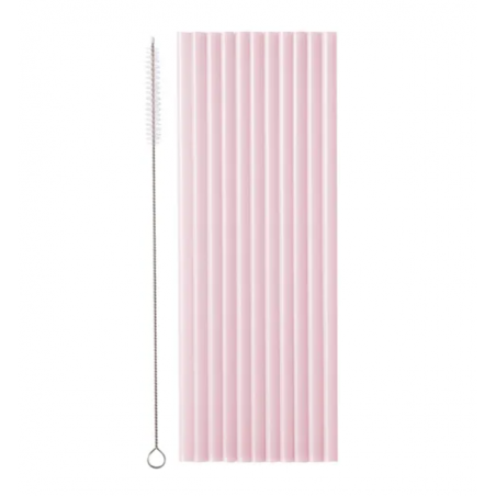 Słomki plastikowe 23 cm - różowy - 12 sztuk