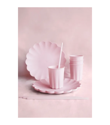 Słomki plastikowe 23 cm - różowy - 12 sztuk
