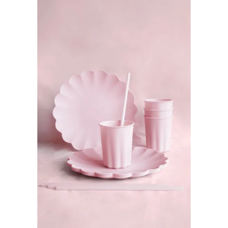 Słomki plastikowe 23 cm - różowy - 12 sztuk