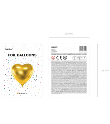 Balon foliowy Serce - Złoty