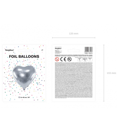 Balon foliowy Serce - Srebrny