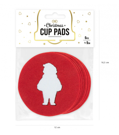 Świąteczne podkładki pod kubek Mikołaj - 6 sztuk
