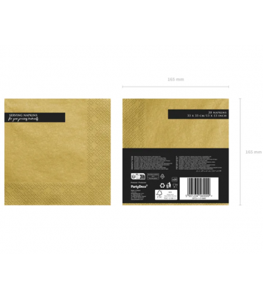 Serwetki złote metalizowane - 20 sztuk
