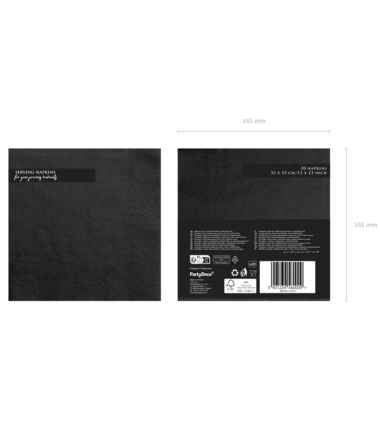 Serwetki czarne - 20 sztuk