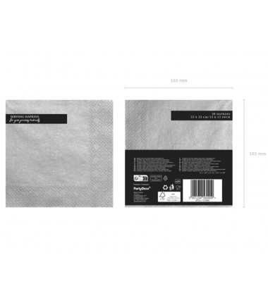 Serwetki srebrne metalizowane - 20 sztuk