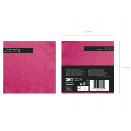 Serwetki ciemnoróżowe - 20 sztuk