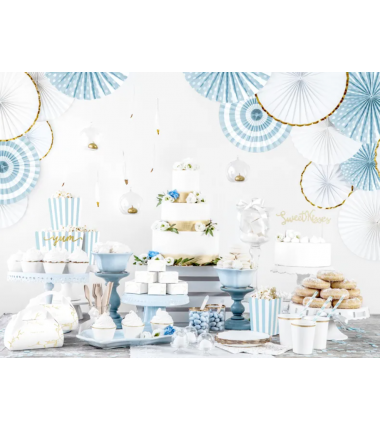 Słomki papierowe jasnoniebieskie paski - 10 sztuk