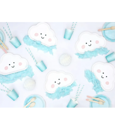 Słomki papierowe jasnoniebieskie paski - 10 sztuk