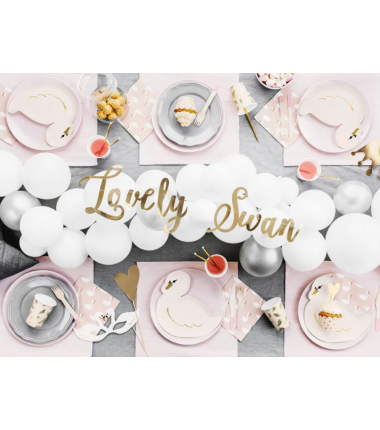 Kubeczki 220 ml jasnoróżowe w złote piórka - 6 sztuk