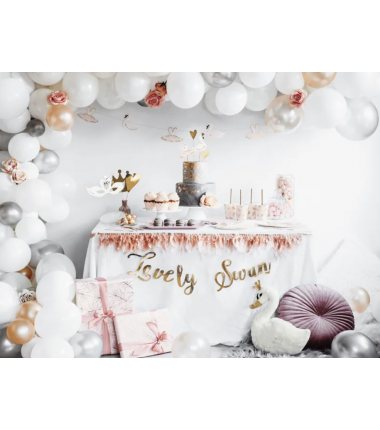 Kubeczki 220 ml jasnoróżowe w złote piórka - 6 sztuk