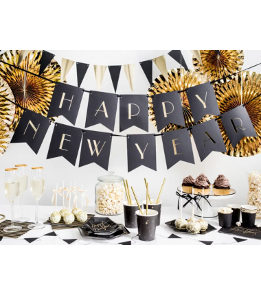 Kubeczki 260 ml czarne w złote gwiazdki - 6 sztuk