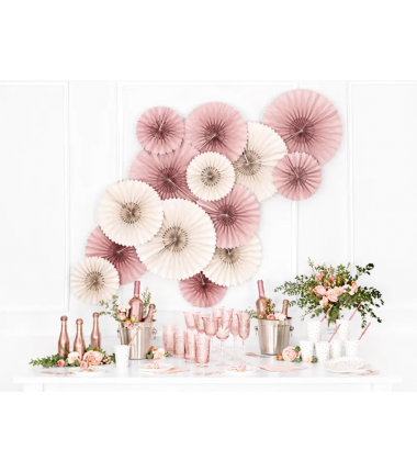 Kubeczki 260 ml białe w różowozłote kropki - 6 sztuk