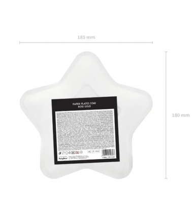 Talerzyki różowozłota gwiazdka 18cm - 6 sztuk