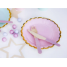 Talerzyki jasnoróżowe ze złotą ramką 18cm - 6 sztuk