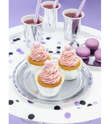 Talerzyki duże okrągłe srebrne 23cm - 6 sztuk