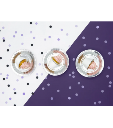 Talerzyki duże okrągłe srebrne 23cm - 6 sztuk