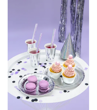 Talerzyki duże okrągłe srebrne 23cm - 6 sztuk