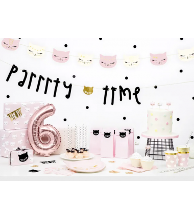 Talerzyki różowy Kotek  22cm - 6 sztuk