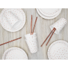 Talerzyki białe w różowozłote kropki 18cm - 6 sztuk
