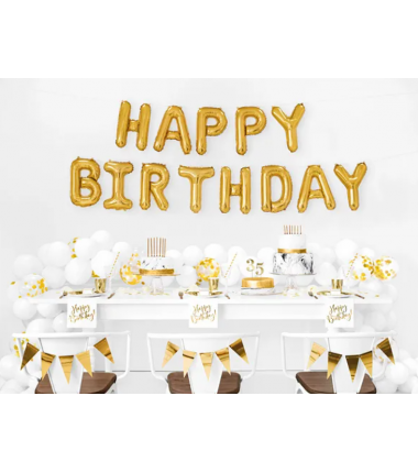 Balon foliowy HAPPY BIRTHDAY - Złoty