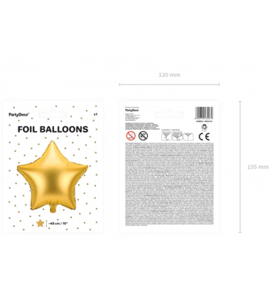 Balon foliowy Gwiazdka - Złoty Satynowy