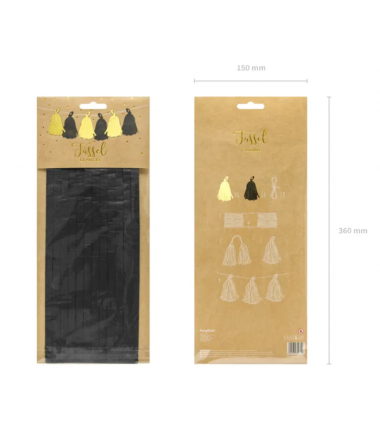 Frędzle - czarne i złote - 12 sztuk