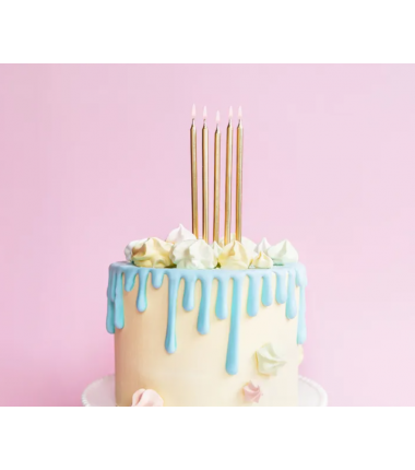 Świeczki wysokie - złote - 12 sztuk