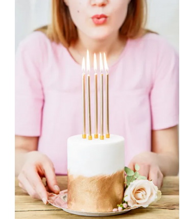 Świeczki wysokie - złote - 12 sztuk