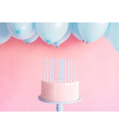 Świeczki wysokie - jasnoniebieskie - 12 sztuk