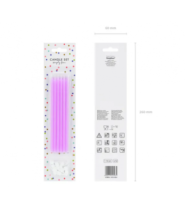 Świeczki wysokie - liliowe - 12 sztuk