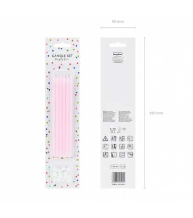 Świeczki wysokie - jasnoróżowe - 12 sztuk
